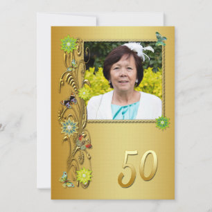 Golden Garden 50th Birthday party invitation