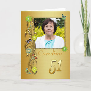 Golden Garden 51st Photo Birthday Card