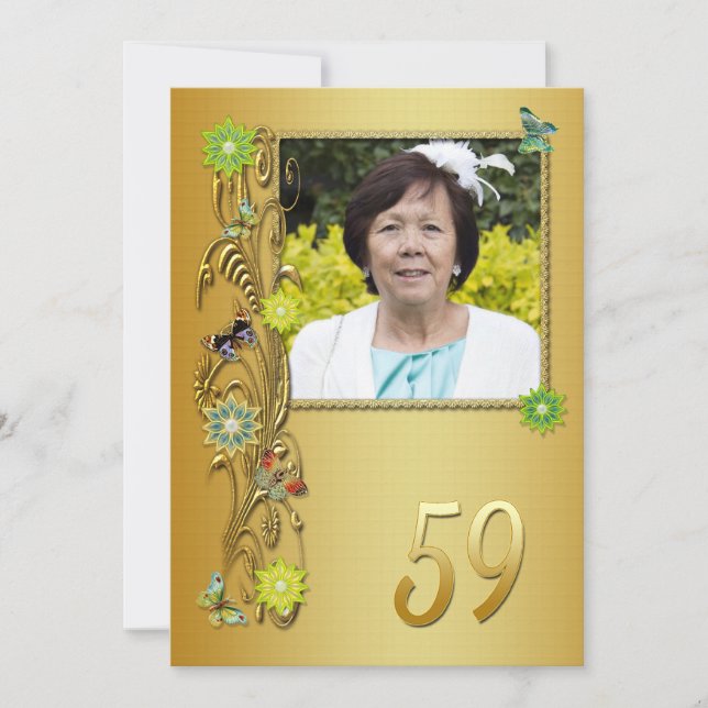 Golden Garden 59th Birthday party invitation (Front)