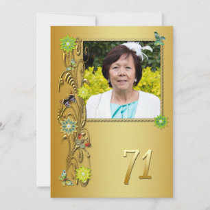 Golden Garden 71st Birthday party invitation