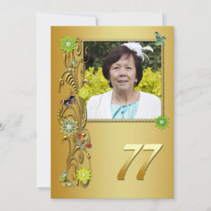 Golden Garden 77th Birthday party invitation