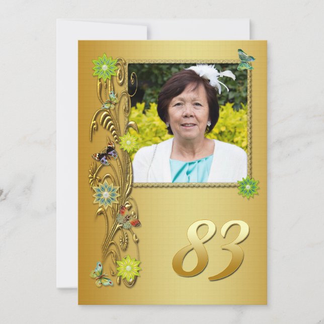 Golden Garden 83rd Birthday party invitation (Front)