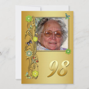Golden Garden 98th Birthday party invitation