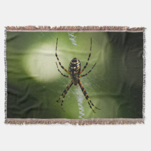 Golden garden spider photography Throw blanket