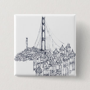 Golden Gate 15 Cm Square Badge