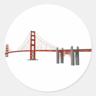 Golden Gate Bridge: 3D Model: Classic Round Sticker