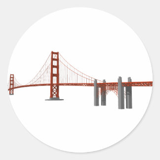 Golden Gate Bridge: 3D Model: Classic Round Sticker