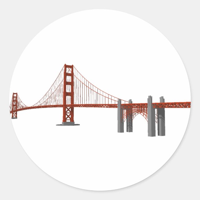 Golden Gate Bridge: 3D Model: Classic Round Sticker (Front)