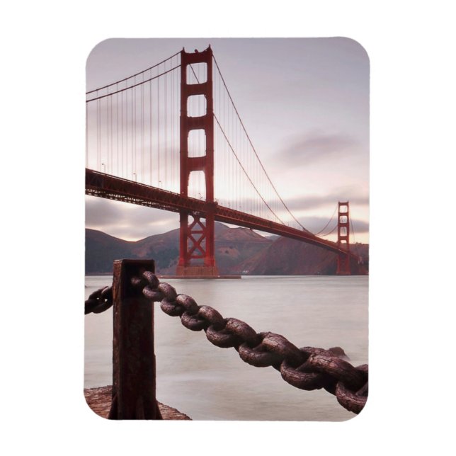 Golden Gate Bridge against mountains Magnet (Vertical)