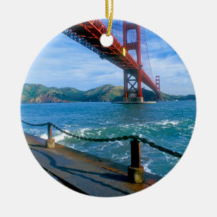 Golden Gate bridge and San Francisco Bay 2 Ceramic Tree Decoration