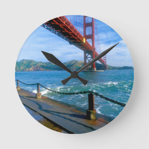 Golden Gate bridge and San Francisco Bay 2 Round Clock
