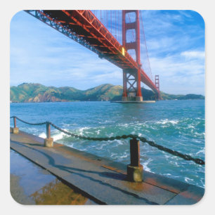 Golden Gate bridge and San Francisco Bay Square Sticker