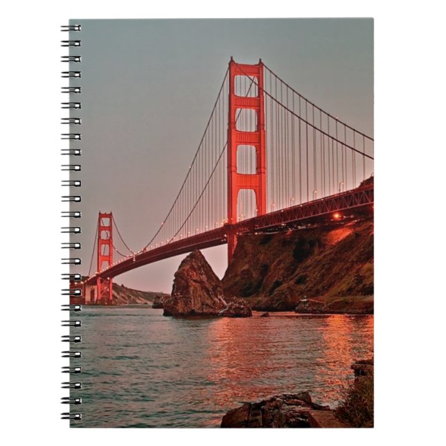 Golden Gate Bridge at Sun Down Notebook (Front)