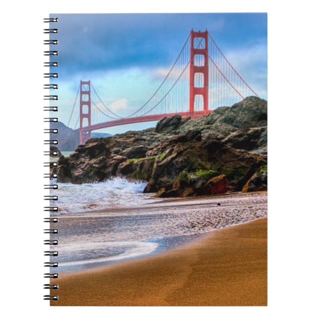 Golden Gate Bridge at sunset Notebook (Front)