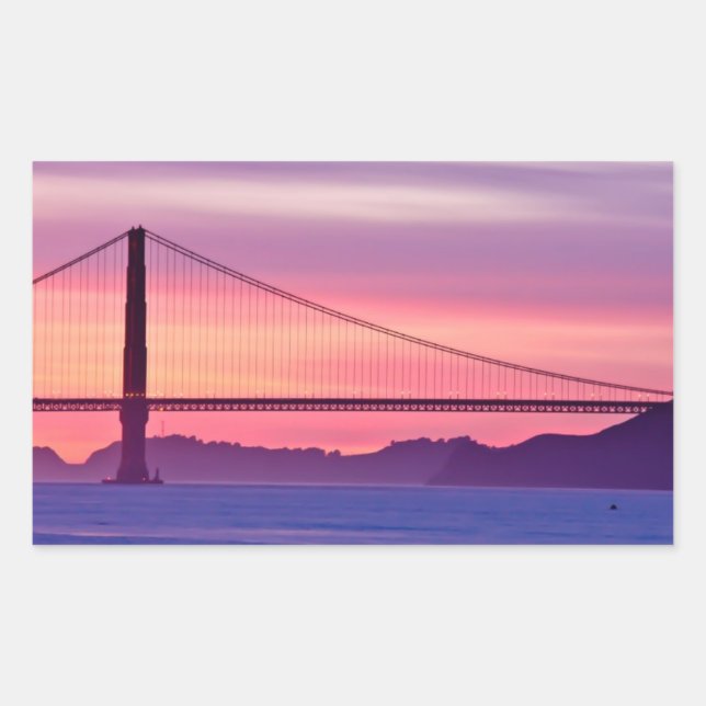 Golden Gate Bridge at Sunset Rectangular Sticker (Front)