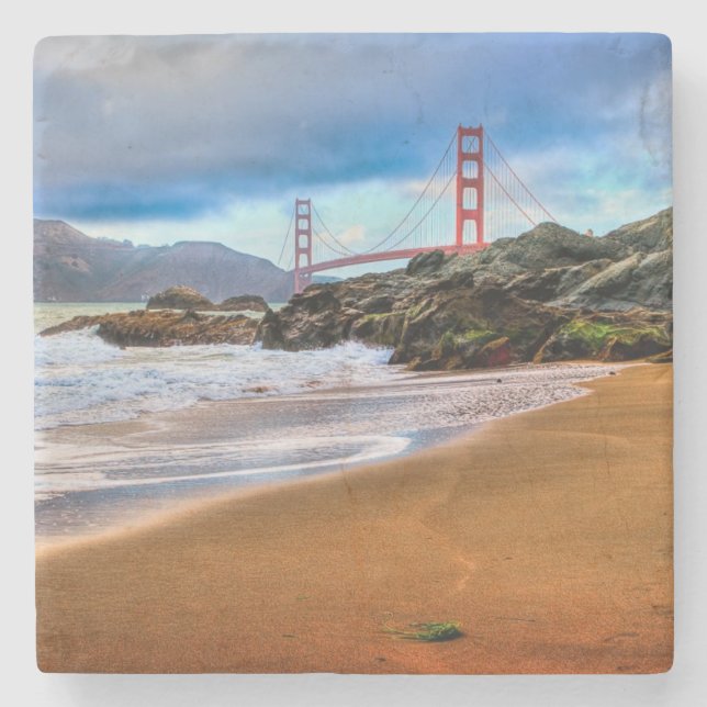 Golden Gate Bridge at sunset Stone Coaster (Front)
