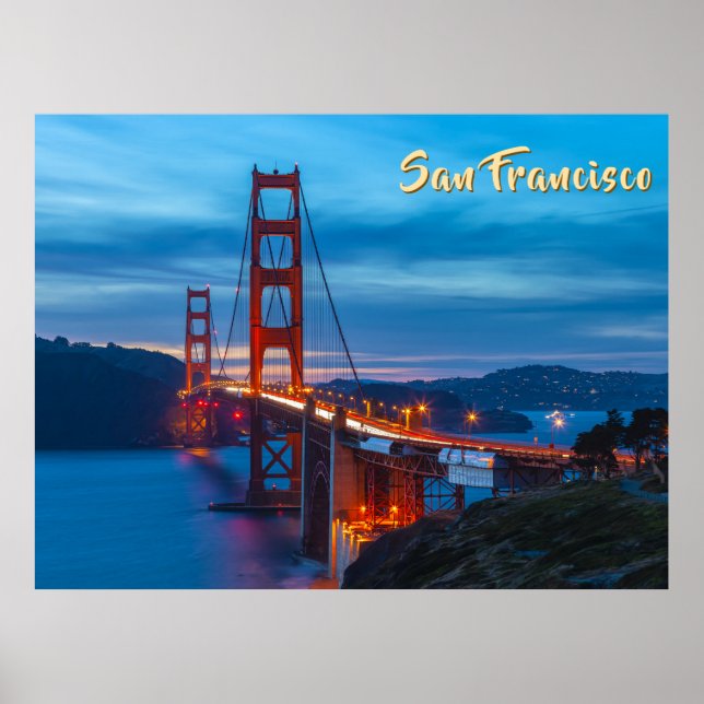 Golden Gate Bridge at Twilight Poster (Front)