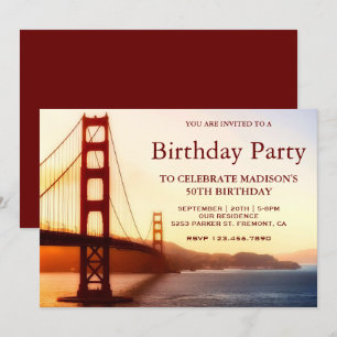 Golden Gate Bridge Birthday Party Invitation