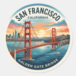 Golden Gate Bridge California Classic Round Sticker