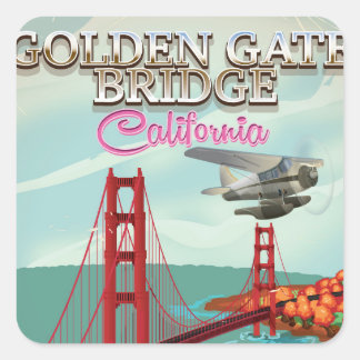 Golden Gate Bridge California travel cartoon Square Sticker