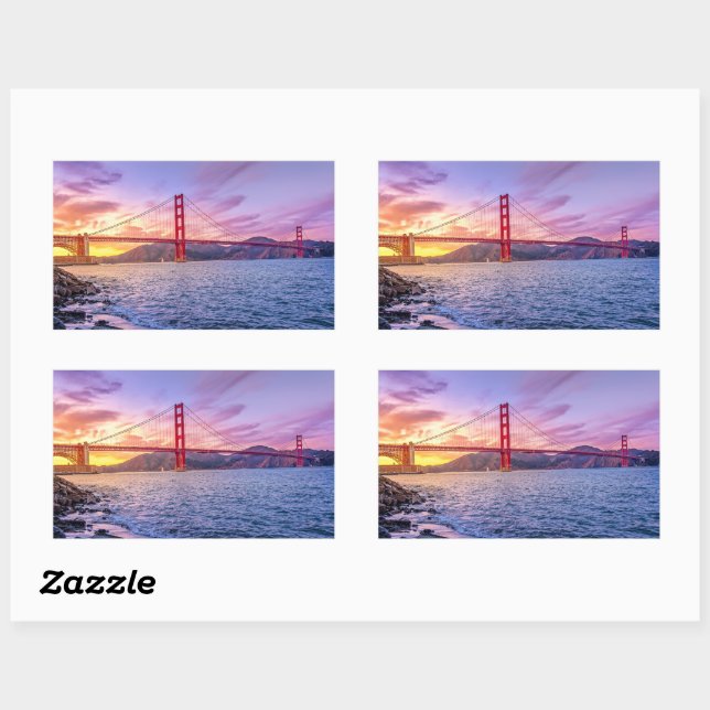Golden Gate Bridge, famous landmark, Rectangular Sticker (Sheet)