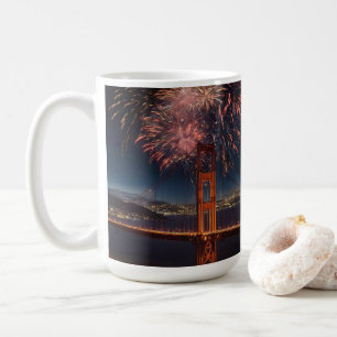 Golden Gate Bridge Fireworks Independence Day, Coffee Mug