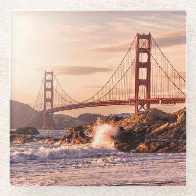 Golden Gate Bridge from Baker Beach Glass Coaster (Front)