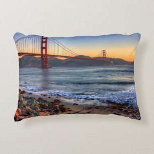Golden Gate Bridge from San Francisco bay trail. Decorative Cushion