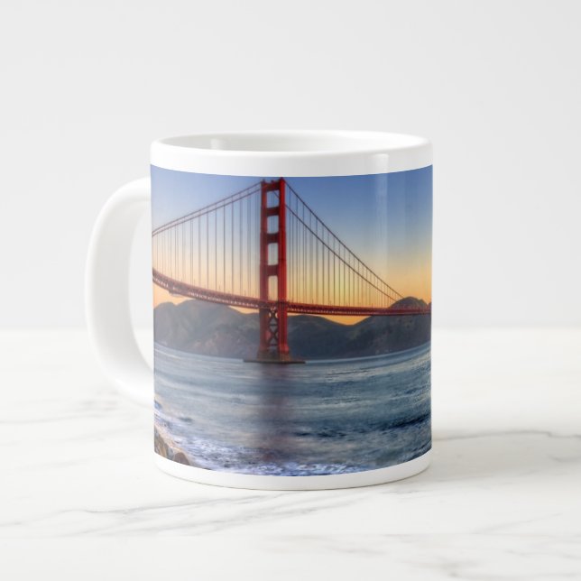 Golden Gate Bridge from San Francisco bay trail. Large Coffee Mug (Front Left)