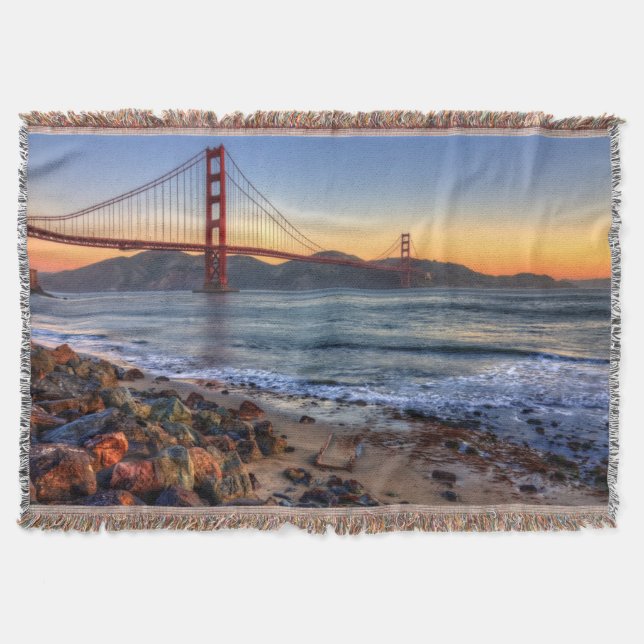 Golden Gate Bridge from San Francisco bay trail. Throw Blanket (Front)
