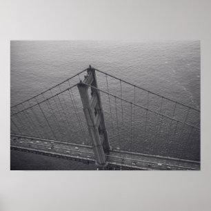 Golden Gate Bridge in black and white Poster