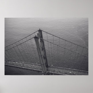 Golden Gate Bridge in black and white Poster