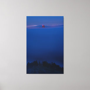 Golden Gate Bridge in Fog at Night Canvas Print