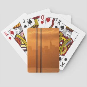 Golden Gate Bridge in front of the San Francisco Playing Cards
