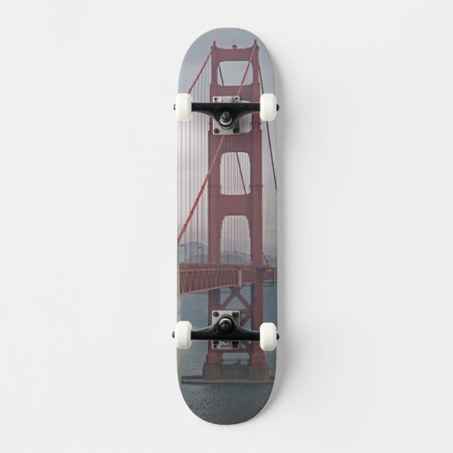 Golden gate bridge in mist. skateboard (Front)
