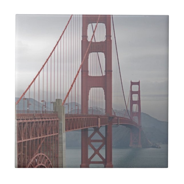 Golden gate bridge in mist. tile (Front)