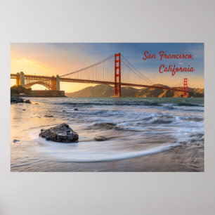 Golden Gate Bridge in San Francisco at sunset Poster