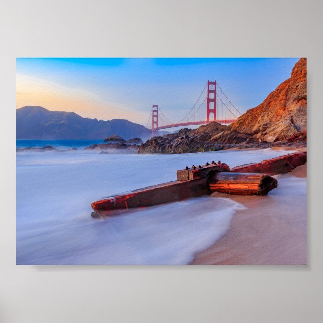 Golden Gate Bridge in San Francisco, Baker Beach Poster (Front)