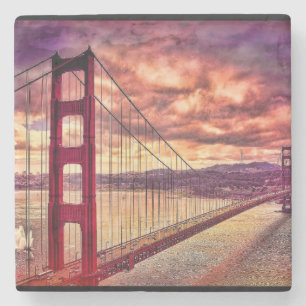 Golden Gate Bridge in San Francisco, California. Stone Coaster