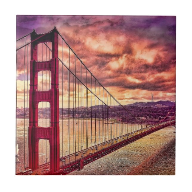 Golden Gate Bridge in San Francisco, California. Tile (Front)