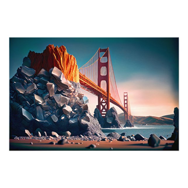Golden Gate Bridge in San Francisco, Digital Art, Photo Print (Front)