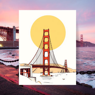Golden Gate Bridge Minimalistic San Francisco Postcard