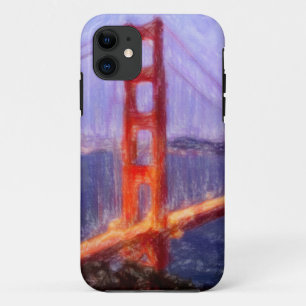 Golden Gate Bridge -- mixed media painting iPhone 11 Case