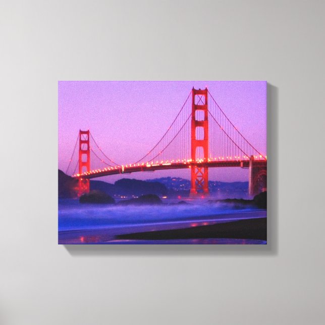 Golden Gate Bridge on Baker Beach at Sundown Canvas Print (Front)