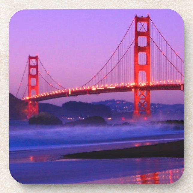 Golden Gate Bridge on Baker Beach at Sundown Coaster (Front)