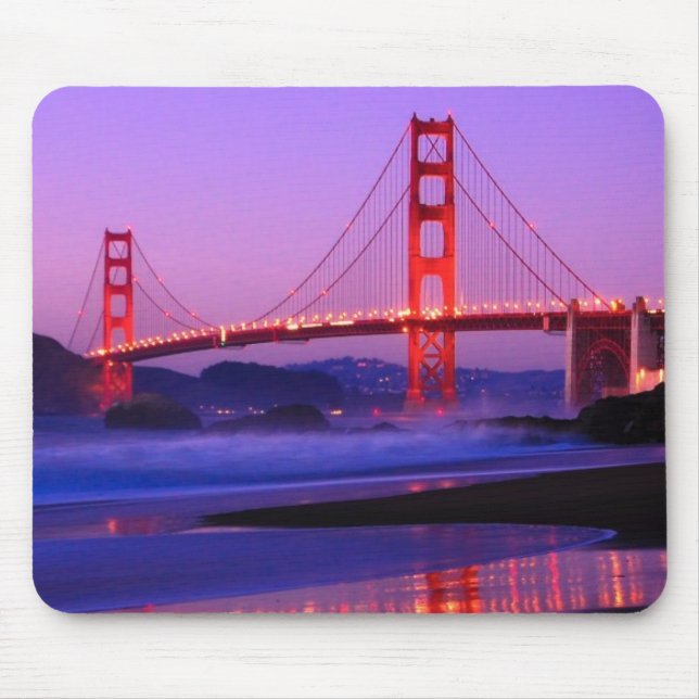 Golden Gate Bridge on Baker Beach at Sundown Mouse Mat (Front)