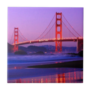 Golden Gate Bridge on Baker Beach at Sundown Tile
