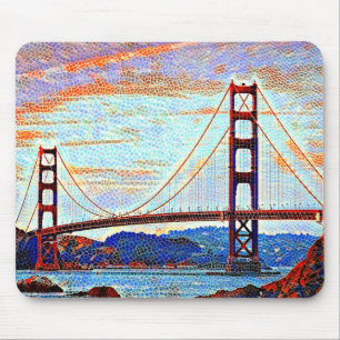 Golden Gate Bridge painting Mouse Mat