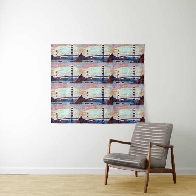 Golden Gate Bridge painting Tapestry (In Situ (Horizontal))