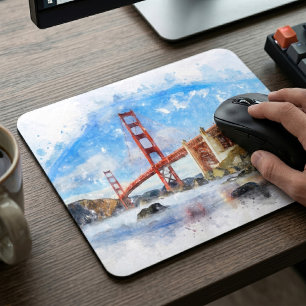 Golden Gate Bridge Pastel in San Francisco Mouse Mat